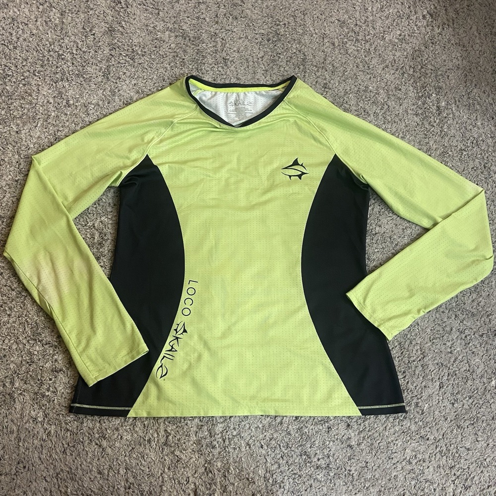 Loco Skailz Women's XL Perfomance Long Sleeve Shirt Thumb Holes Fishing Green